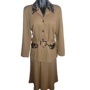 D'Allaird Vintage 90's Skirt Suit Set in Brown and Tan